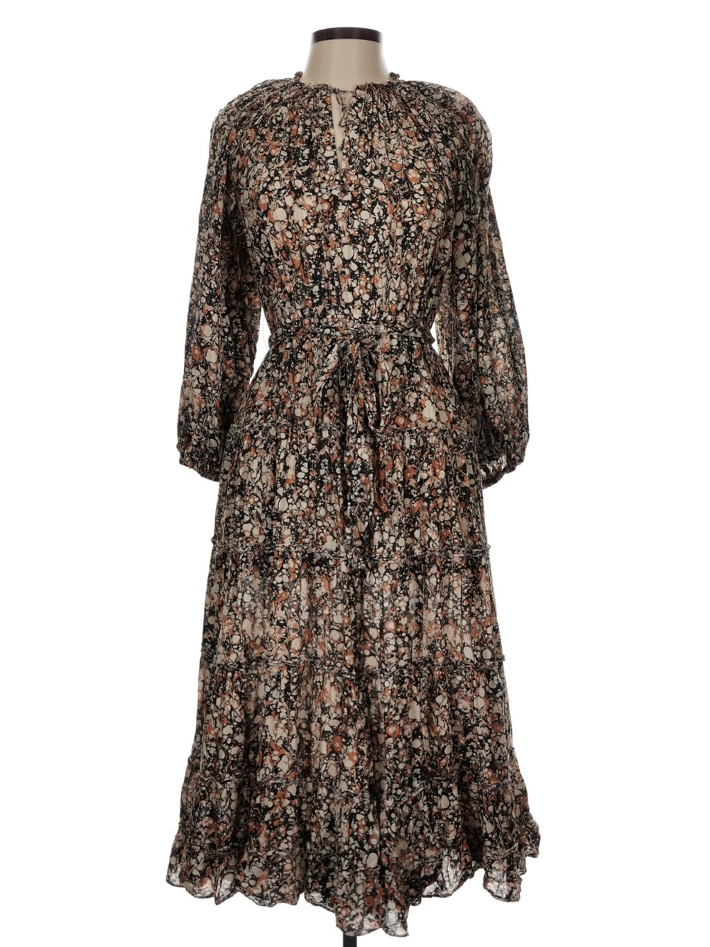 Ulla Johnson Floral Long Sleeve Tiered Maxi Dress
